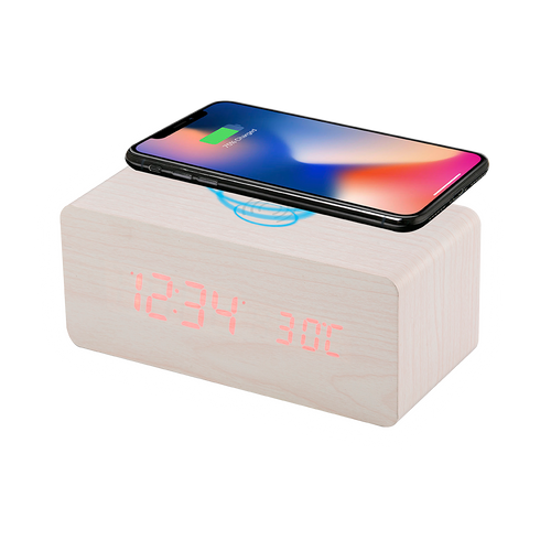 Alarm Clock + 5W Wireless Charging - White