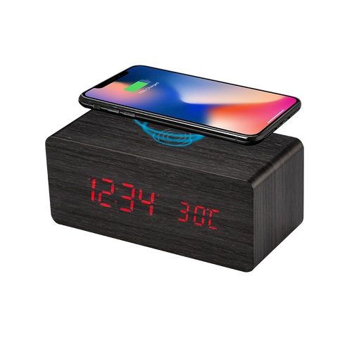 Alarm Clock + 5W Wireless Charging - Black