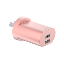 Load image into Gallery viewer, Dual Port USB-A Wall Charger with Lightning Cable - Rose Gold