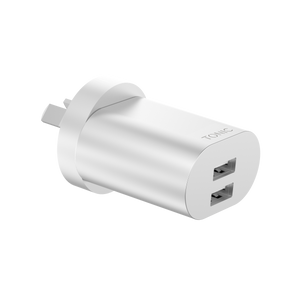 Dual Port USB-A Wall Charger with Lightning Cable - Space Grey