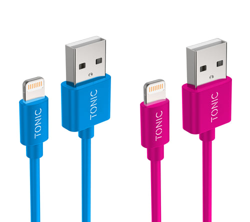 Twin pack Lightning to USB-A Cable 1M - Blue/Pink
